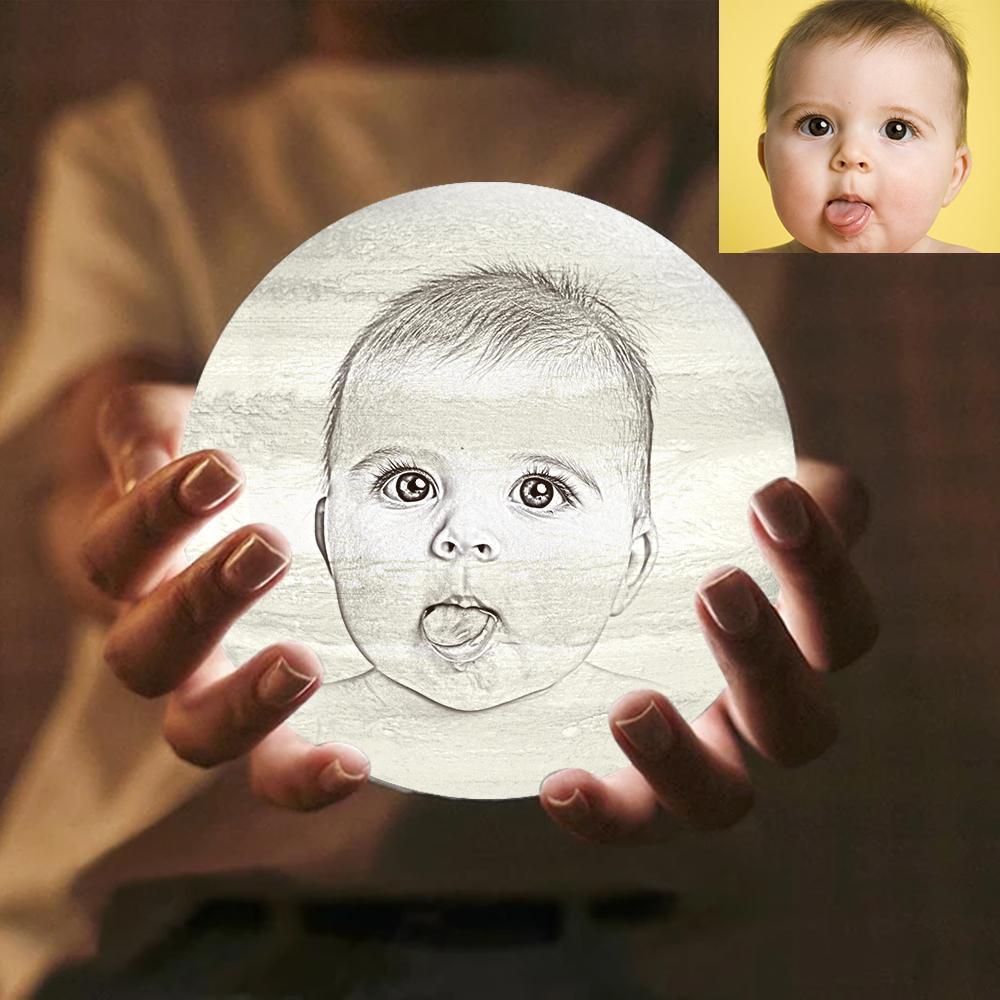 Custom Engraved 3D Printing Photo Jupiter Lamp | Touch to Convert 3 Colors - 