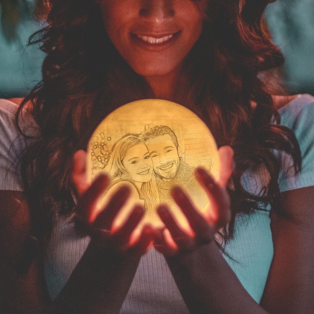 Personalised Engraved 3D Printing Photo Jupiter Lamp | Remote Control to Convert 2 Colors - 