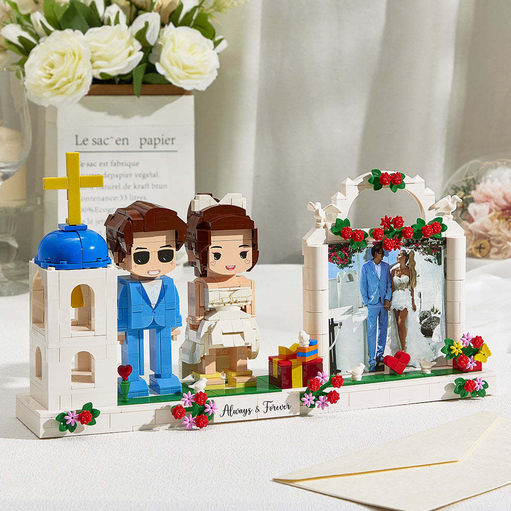 Wedding Gift For Married Couple Round Face Fully Body Customizable 2 People Custom Brick Figures For Husband And Wife -