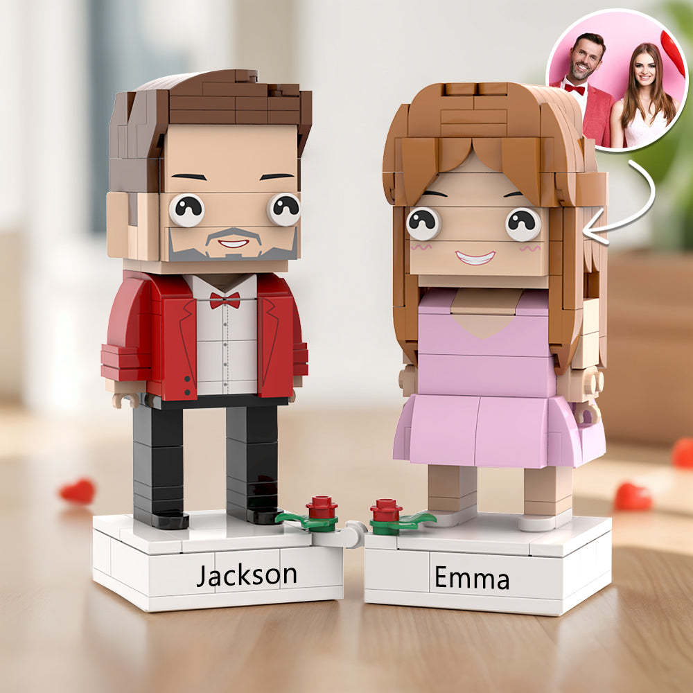Full Body Customized Brick Figures Universal Interlocking Plastic Toy Separated Engraved Base Christmas Gift For Couples -