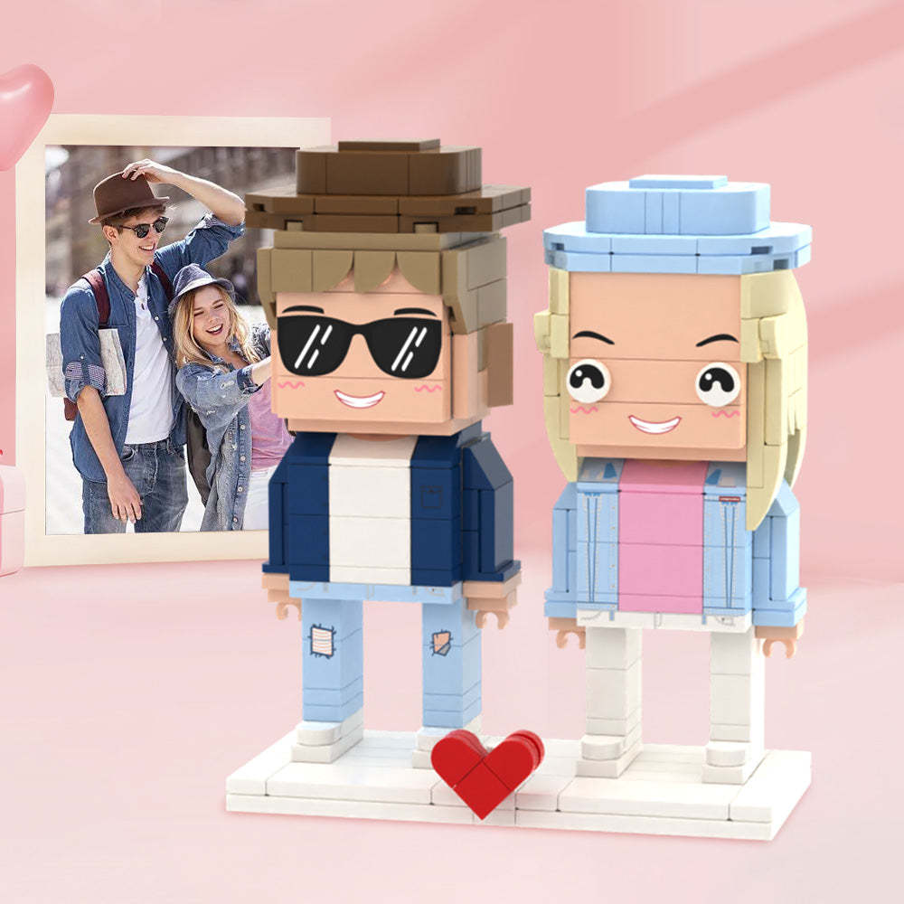 Valentine's Day Gifts Customizable Fully Body 2 People Custom Brick Figures Custom Building Block Gifts - 