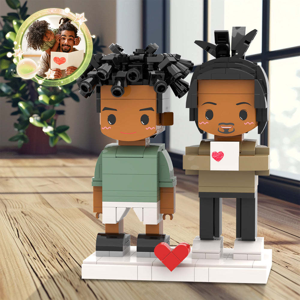 Fully Body Father's Day Customizable Brick Figures Daddy and Son 2 People Custom Brick Figures For Dad On Father's Day -
