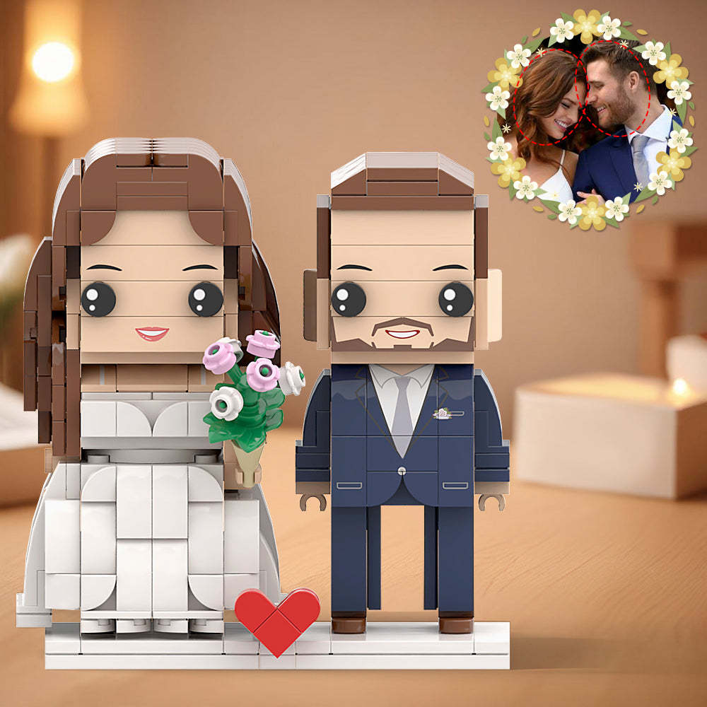 Just Say Yes Wedding Couple Brick Figures Personalized Head Brick Figures Small Particle Block for Wedding Day -