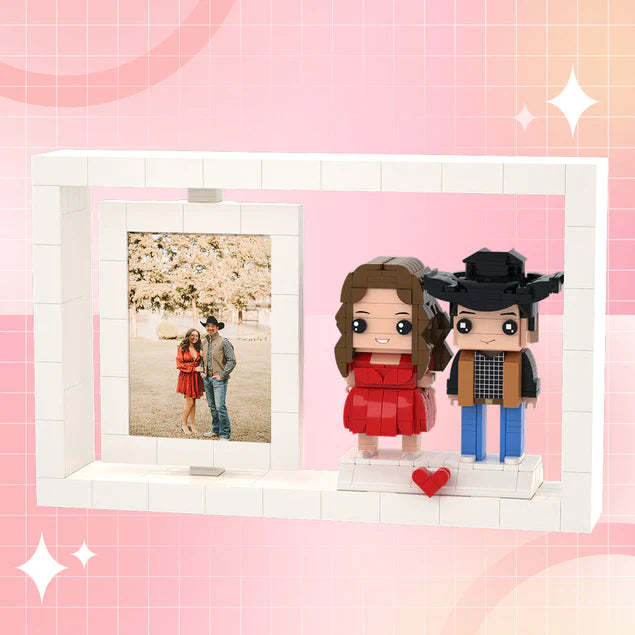 Full Body Customizable 2 People Photo Frame Custom Brick Figures Small Particle Block Brick Me Figures Home Decoration for Her -