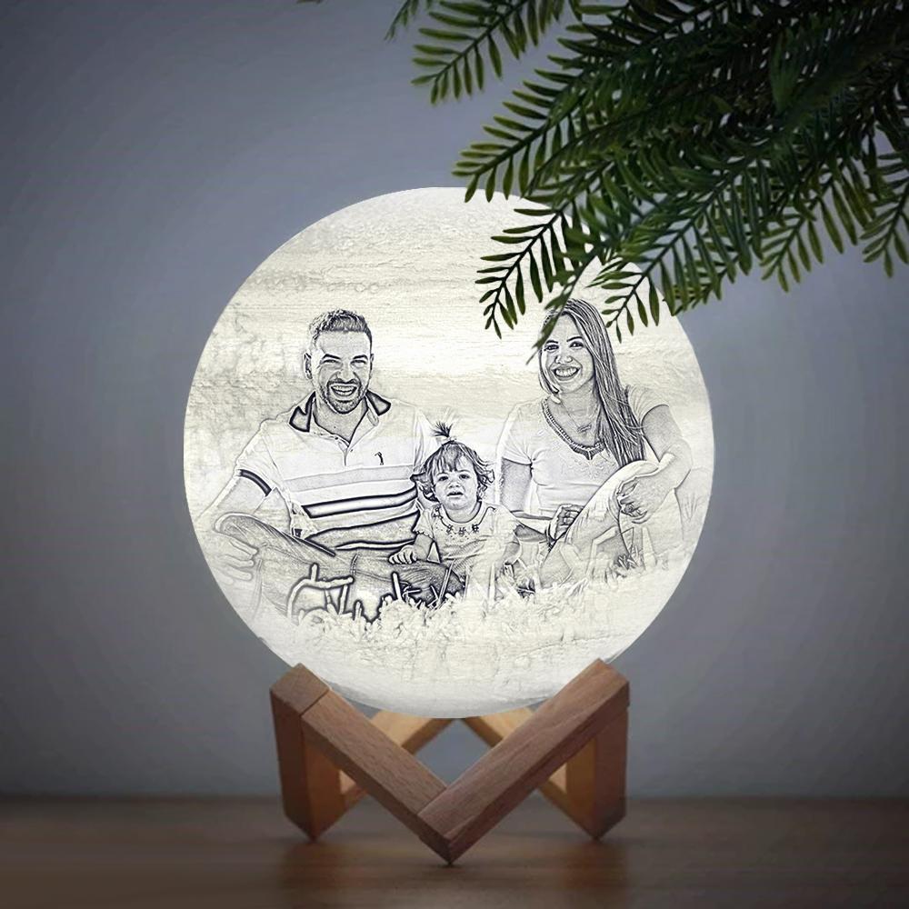 Custom Engraved 3D Printing Photo Jupiter Lamp | Touch to Convert 2 Colors - 