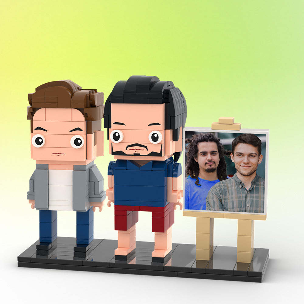 Full Body Customizable 2 People Photo Frame Custom Brick Figures Small Particle Block Gifts for  Buddies - 