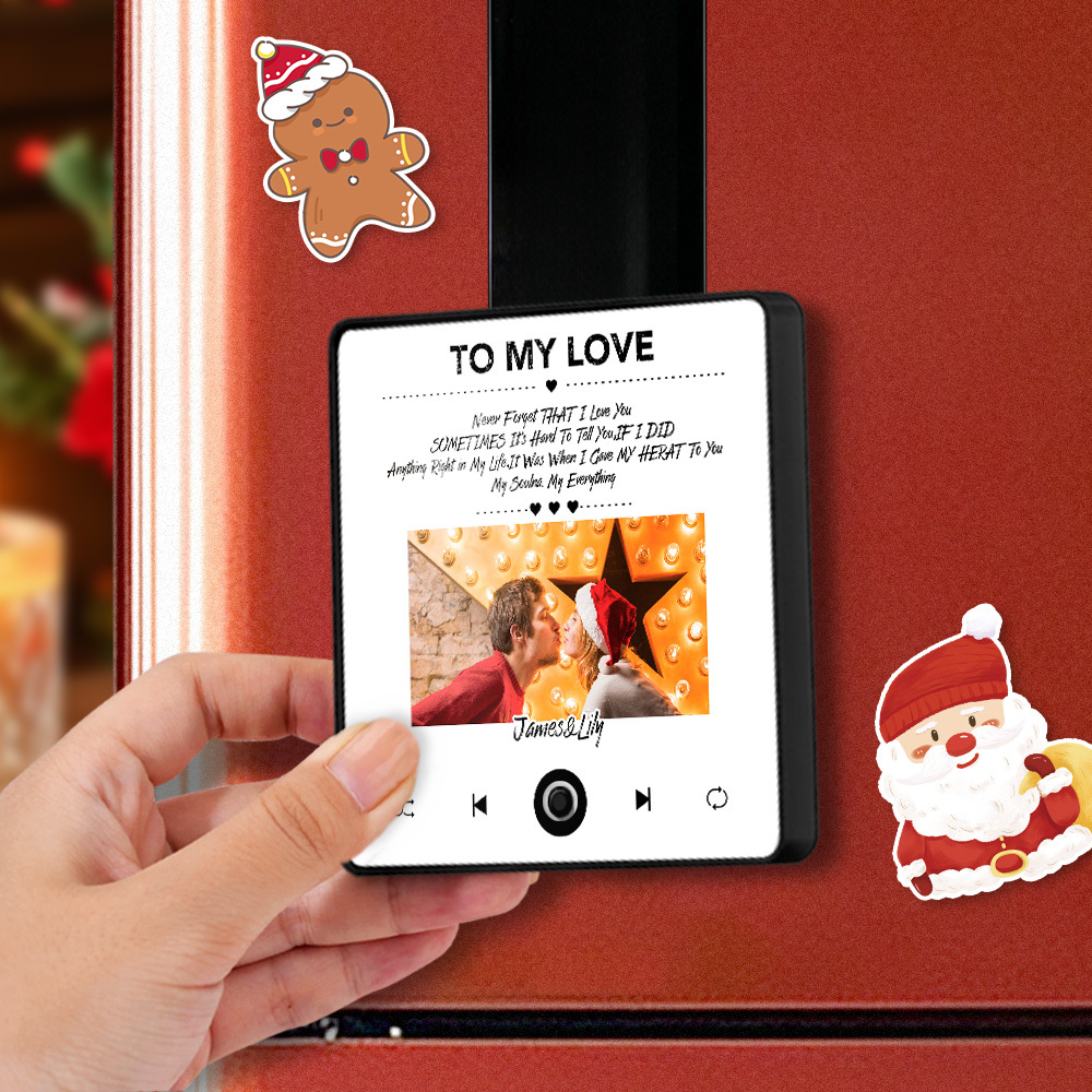 Custom Fridge Magnet with Photo & Music - Choose Your Music Christmas Gifts -