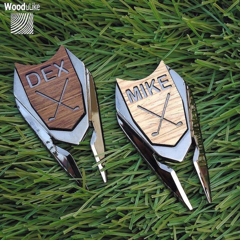Personalized Golf Ball Marker Divot Tool Groomsmen Gifts / Custom Engraved Christmas Golf Gift for Dad Men Him Best Man Father of Bride - 