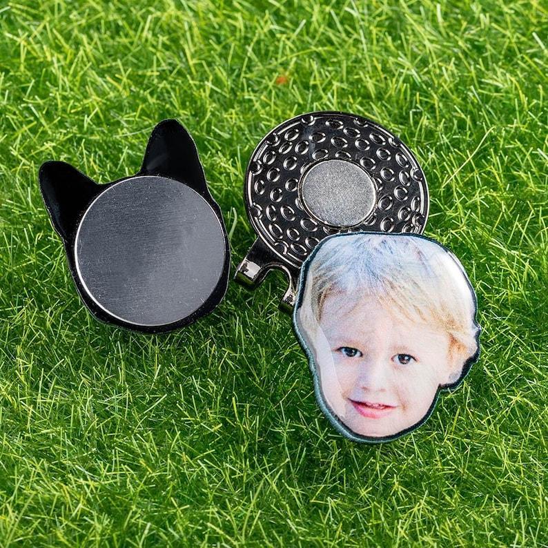 Custom Golf Marker with Photo, Picture Golf Ball Marker Magnetic Hat Clip Golf Accessory, Christmas/Father's Day Gift for Golf Lovers/Father - 