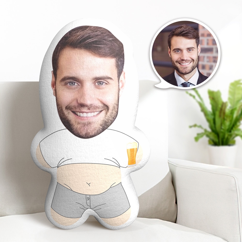 Custom Face Pillow Beer Dad Bod Face Pillow Fun Gift for Father's Day Gift -