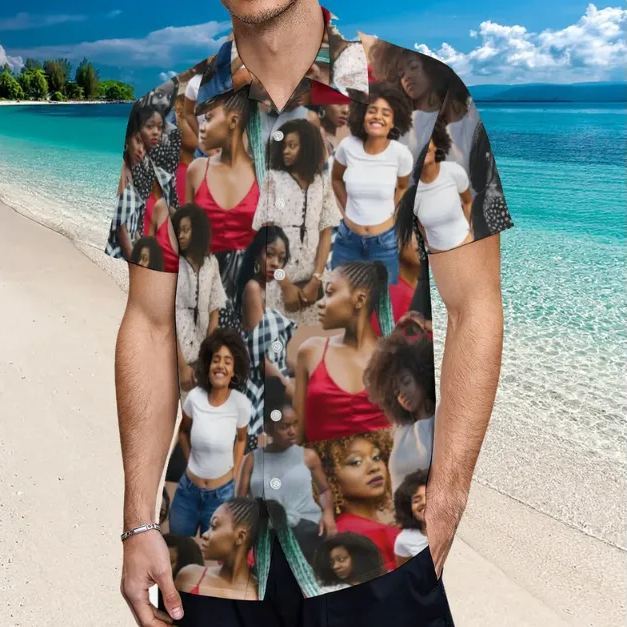 Custom Vintage Photo Button-down Shirts Custom Hawaiian Aloha Shirt With 3-6 Photos Gift For Men -