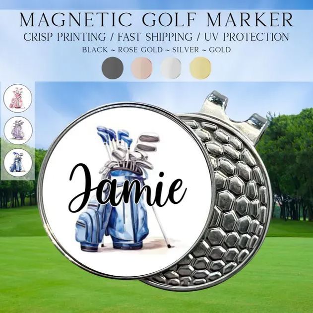 Personalized Preppy Floral Golf Marker, Golf Marker and Clip Set, Custom Golf Gifts For Her, Custom Golf Marker, Golfing Accessory - 