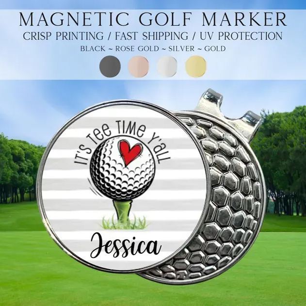 Personalized Preppy Floral Golf Marker, Golf Marker and Clip Set, Custom Golf Gifts For Her, Custom Golf Marker, Golfing Accessory - 
