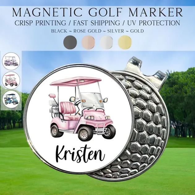 Personalized Preppy Floral Golf Marker, Golf Marker and Clip Set, Custom Golf Gifts For Her, Custom Golf Marker, Golfing Accessory - 