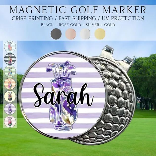 Personalized Preppy Floral Golf Marker, Golf Marker and Clip Set, Custom Golf Gifts For Her, Custom Golf Marker, Golfing Accessory - 