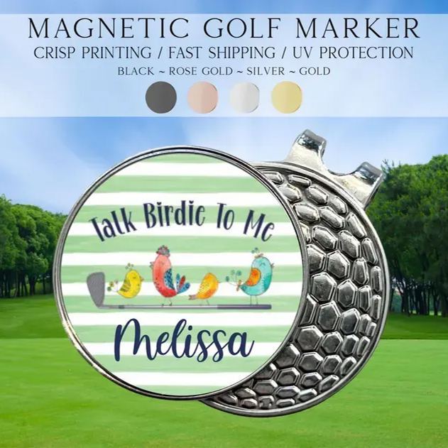 Personalized Preppy Floral Golf Marker, Golf Marker and Clip Set, Custom Golf Gifts For Her, Custom Golf Marker, Golfing Accessory - 