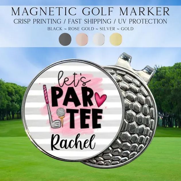 Personalized Preppy Floral Golf Marker, Golf Marker and Clip Set, Custom Golf Gifts For Her, Custom Golf Marker, Golfing Accessory - 