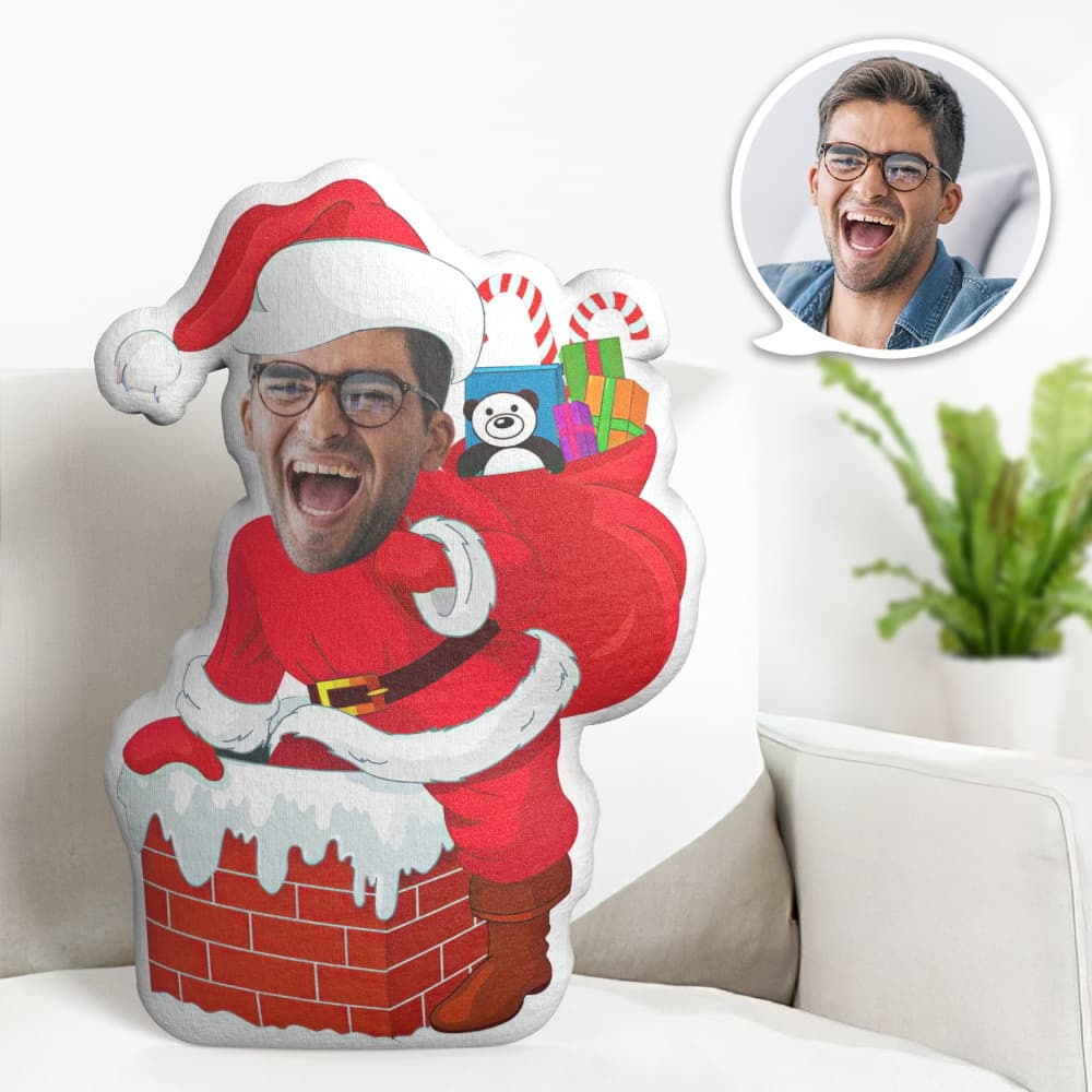 カスタムフェイスピロー パーソナライズされた写真枕 煙突ギフト サンタクロース ミニ ピローギフト クリスマス用 -