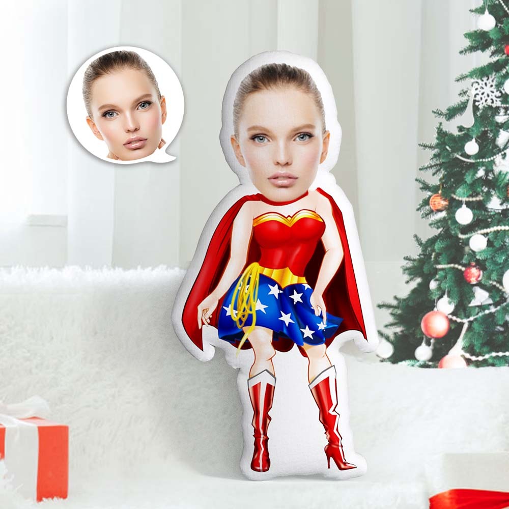 クリスマスギフト パーソナライズされた写真の顔人形 My Face On Pillows 美しいマントを着たカスタム チアリーダー人形 スローピロー -