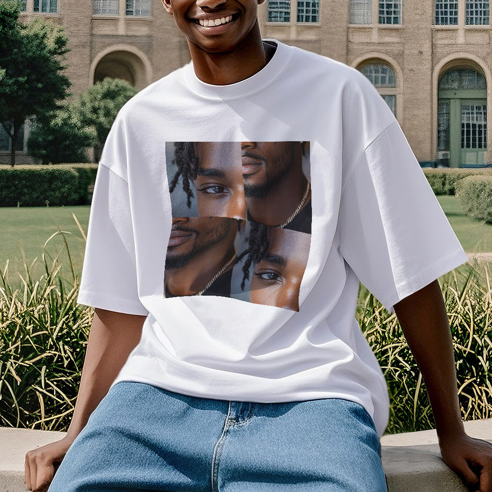 彼と彼女のためのユニークなデザインのカスタムフェイスフォトコットンtシャツ - FaceBoxer