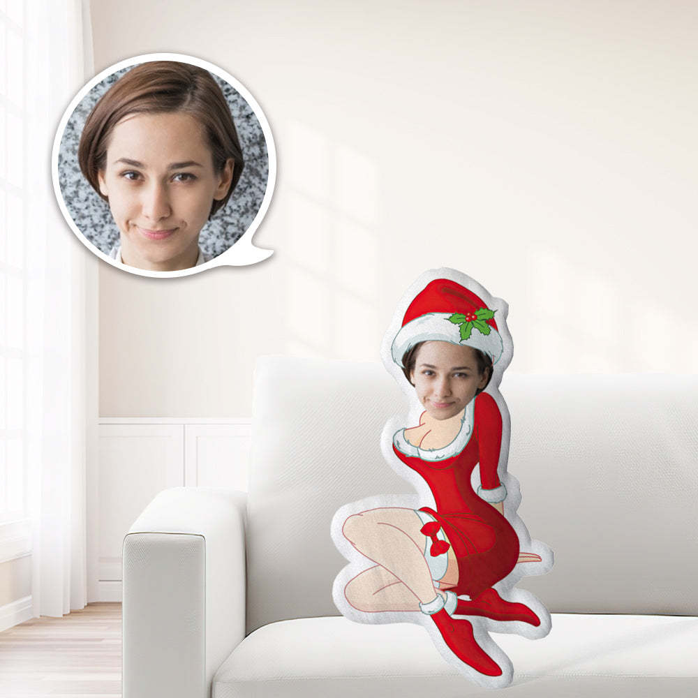 クリスマスギフト 私の顔の枕 カスタム枕 セクシーなサンタ アニメ スローピロー パーソナライズされたクールな美しいサンタスローピロー -