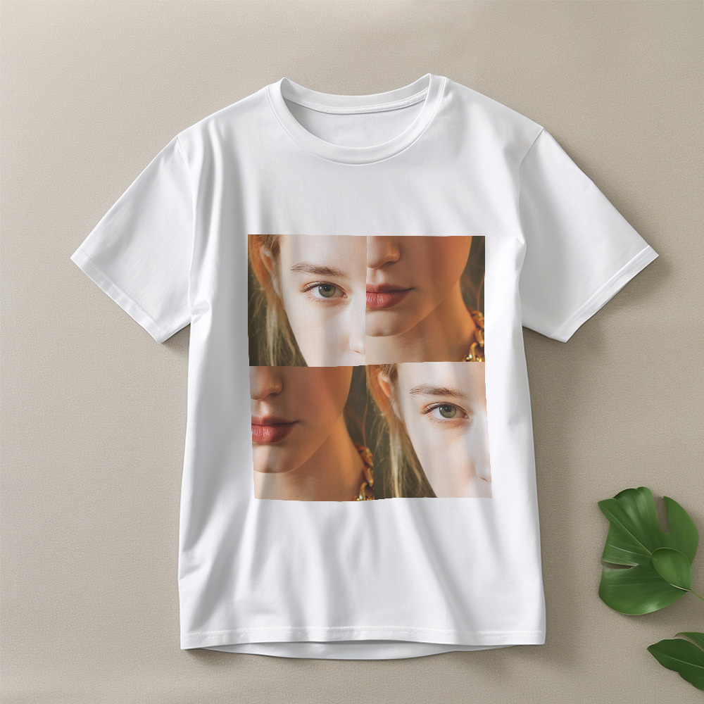 彼と彼女のためのユニークなデザインのカスタムフェイスフォトコットンtシャツ - FaceBoxer