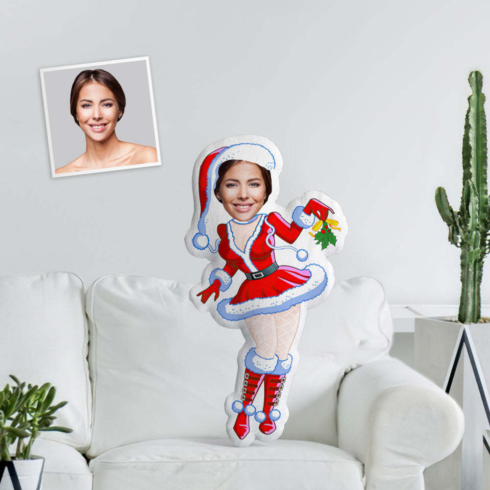 フェイスピロー サンタ カスタム ミニ スローピロー パーソナライズされたクリスマスガール レッドブーツ ガールフレンド用スローピロー -
