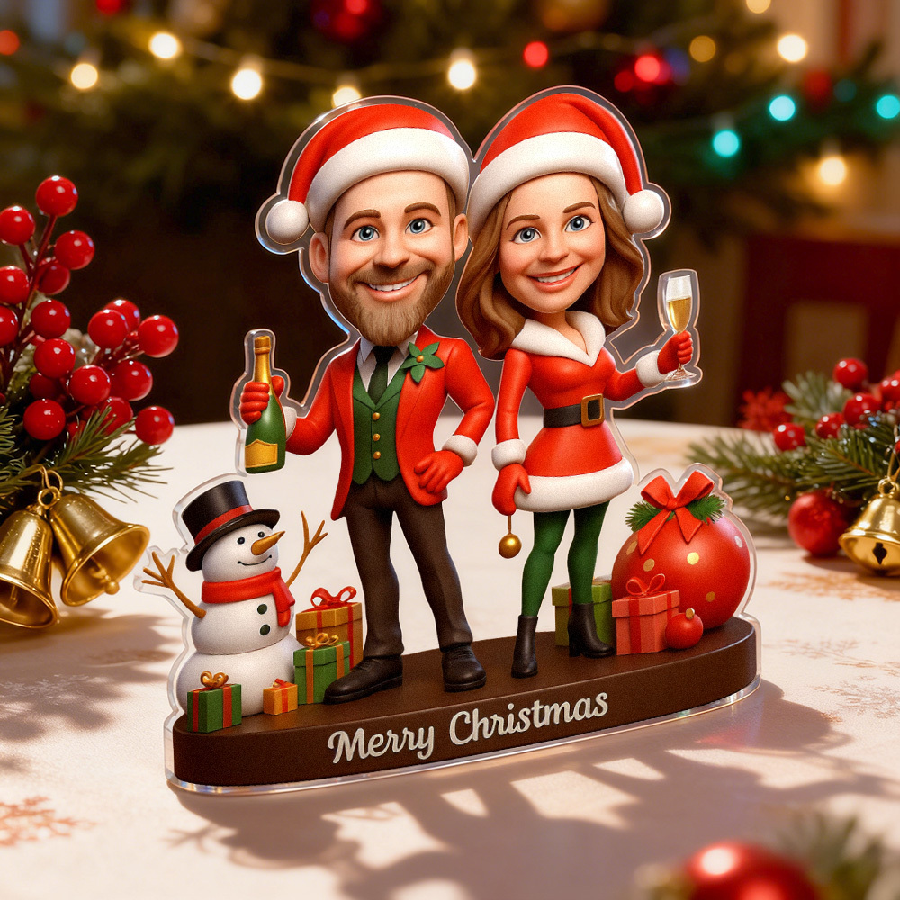 パーソナライズされたカップルのポートレートクリスマスギフトアクリルプレート - FaceBoxer