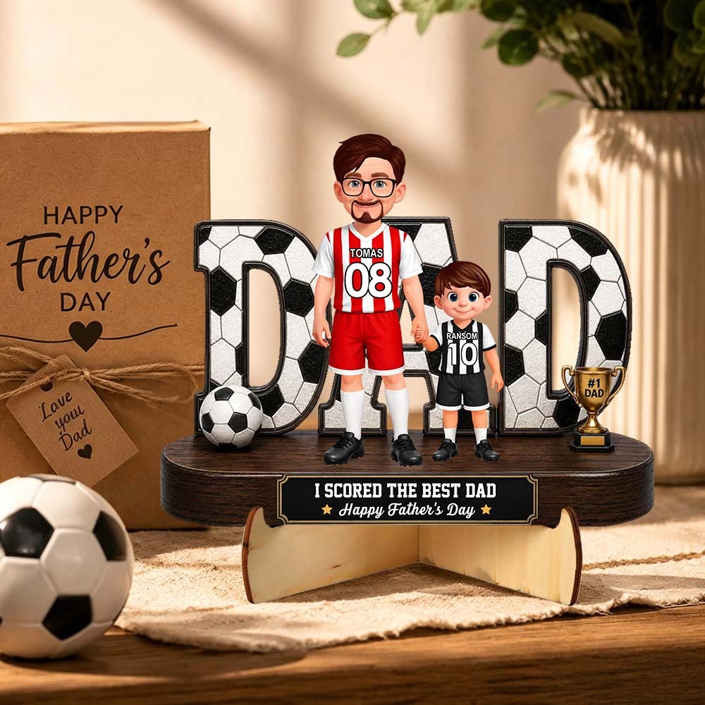 Soccer Dad Legend We Scored The Best Dad Back View – パーソナライズされた 2D プリント 3D ルック木製プラーク – お父さん,夫,サッカー愛好家への父の日のギフト - FaceBoxer