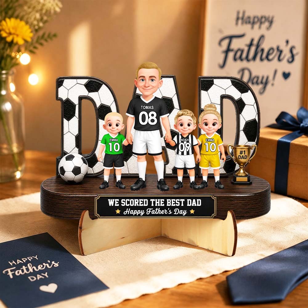 Soccer Dad Legend We Scored The Best Dad Back View – パーソナライズされた 2D プリント 3D ルック木製プラーク – お父さん,夫,サッカー愛好家への父の日のギフト - FaceBoxer