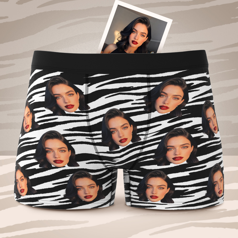 バレンタインギフトカスタムフェイスボクサーセクシーなストライプの下着パーソナライズされたボクサーブリーフボーイフレンド用 - FaceBoxer