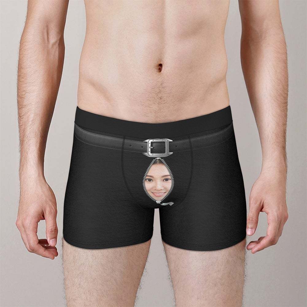 カスタムフォトボクサーパンツ-写真とテキスト入り可能なベルト柄のオリジナル下着バレンタインプレゼント