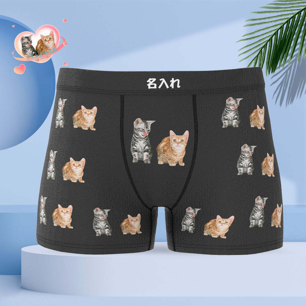 カスタム写真ボクサーパンツ-可愛い猫写真や名前入れ可能なオリジナル下着ショーツギフト