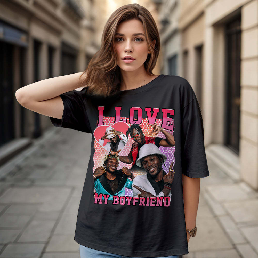 カスタム写真と名前のヴィンテージtシャツ、彼/彼女へのパーソナライズされたtシャツギフト -