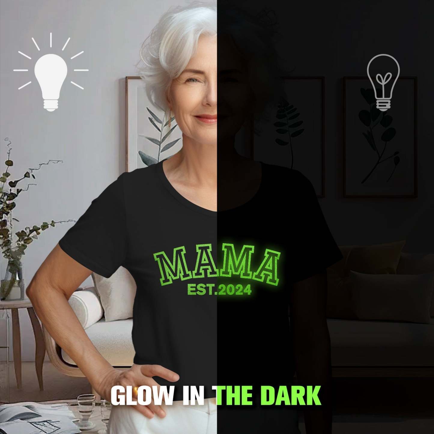 Custom Mama T-shirt Glow-in-the-dark T-shirt Mother's Day gift -