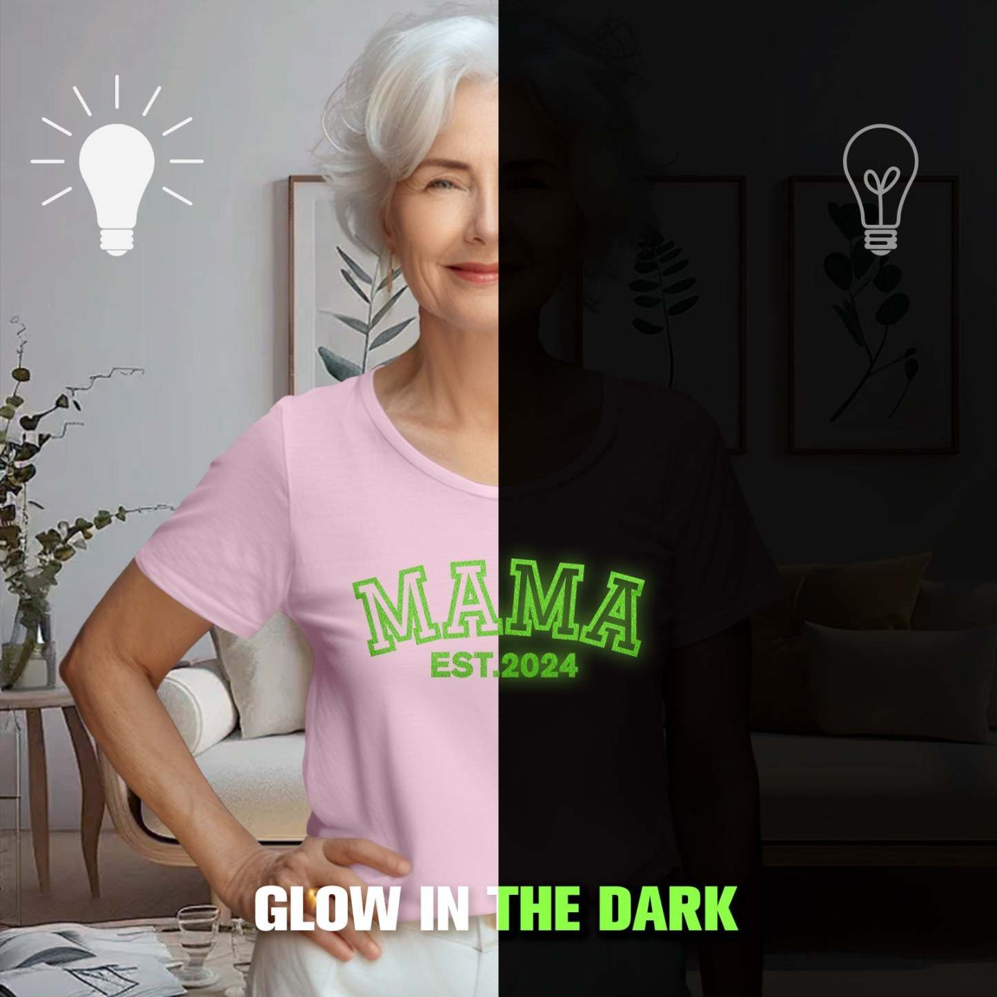 Custom Mama T-shirt Glow-in-the-dark T-shirt Mother's Day gift -