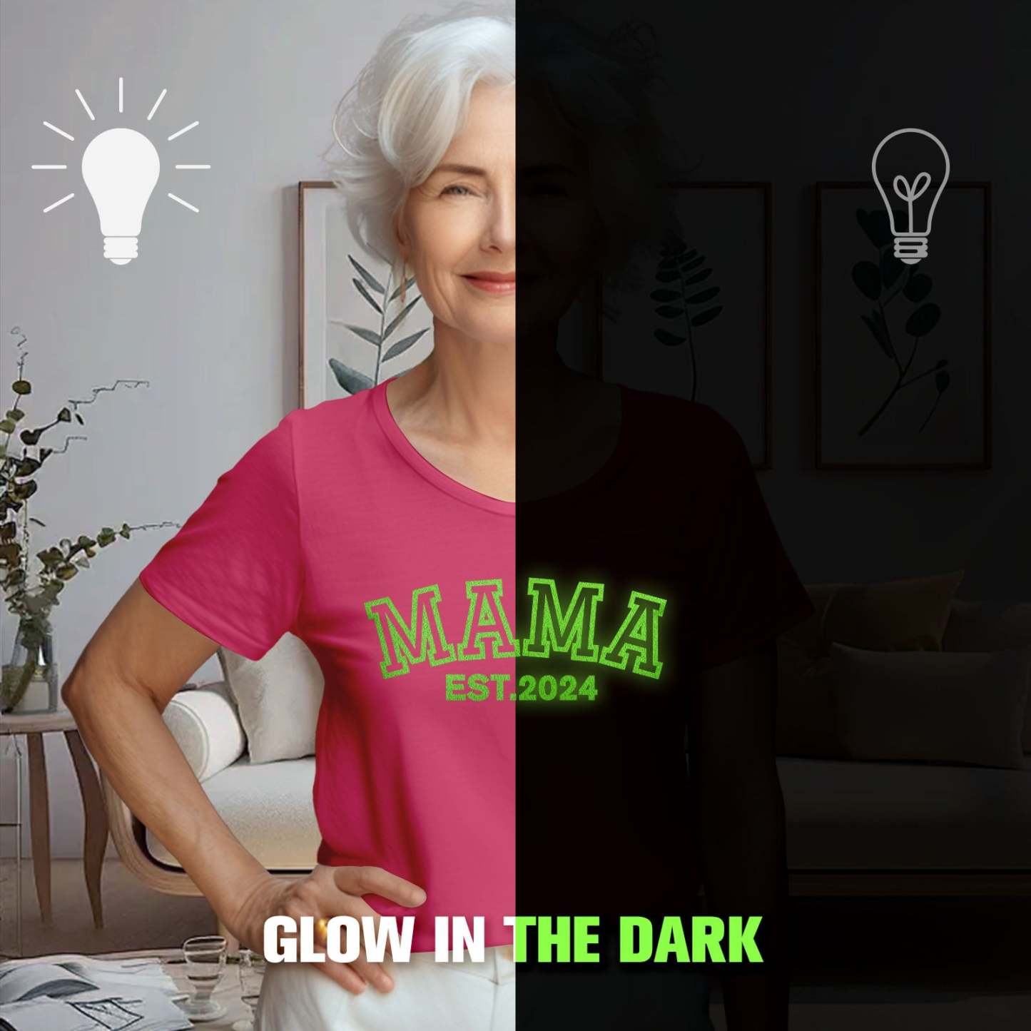 Custom Mama T-shirt Glow-in-the-dark T-shirt Mother's Day gift -
