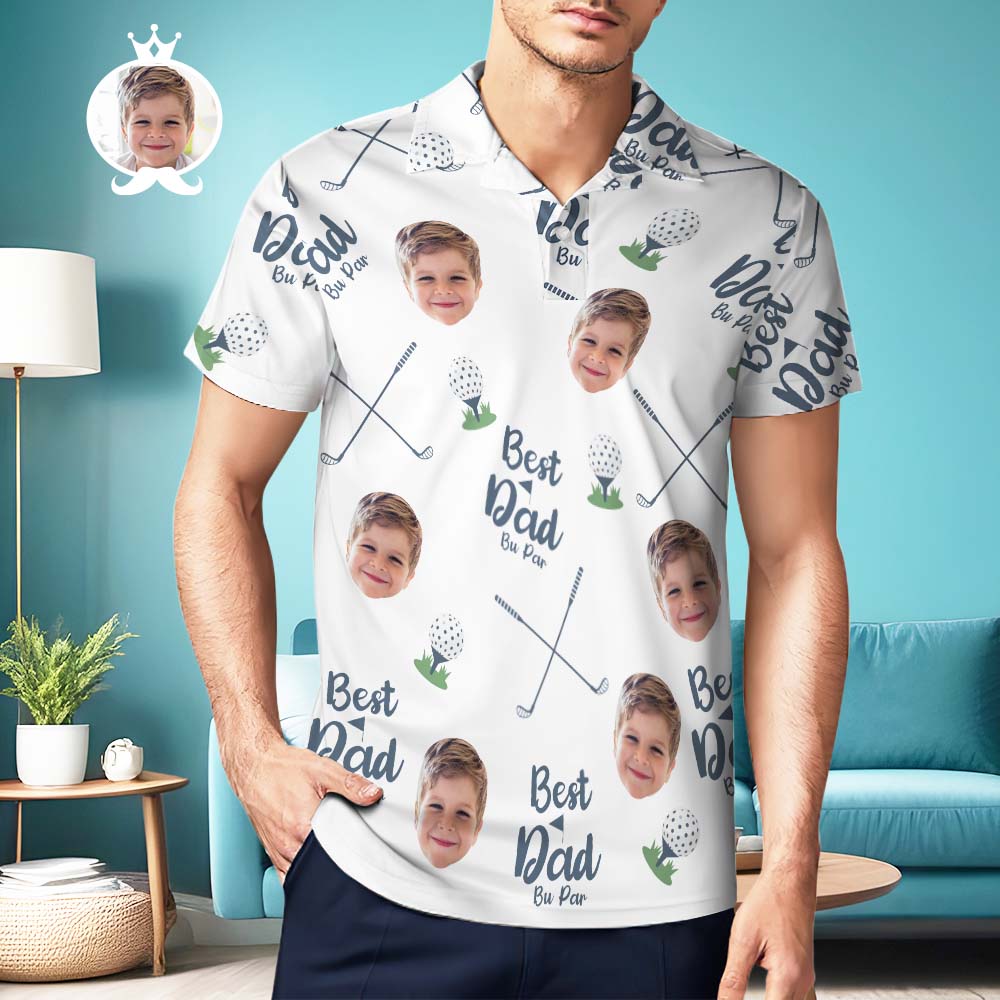 カスタムフォトメンズポロシャツ父の日ギフト - Best Dad By Par