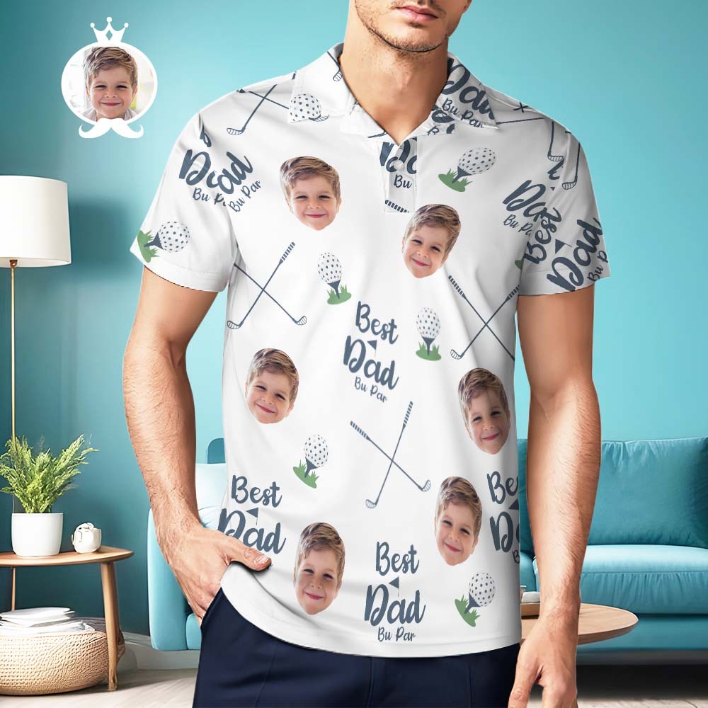 カスタムフォトメンズポロシャツ父の日ギフト - Best Dad By Par -