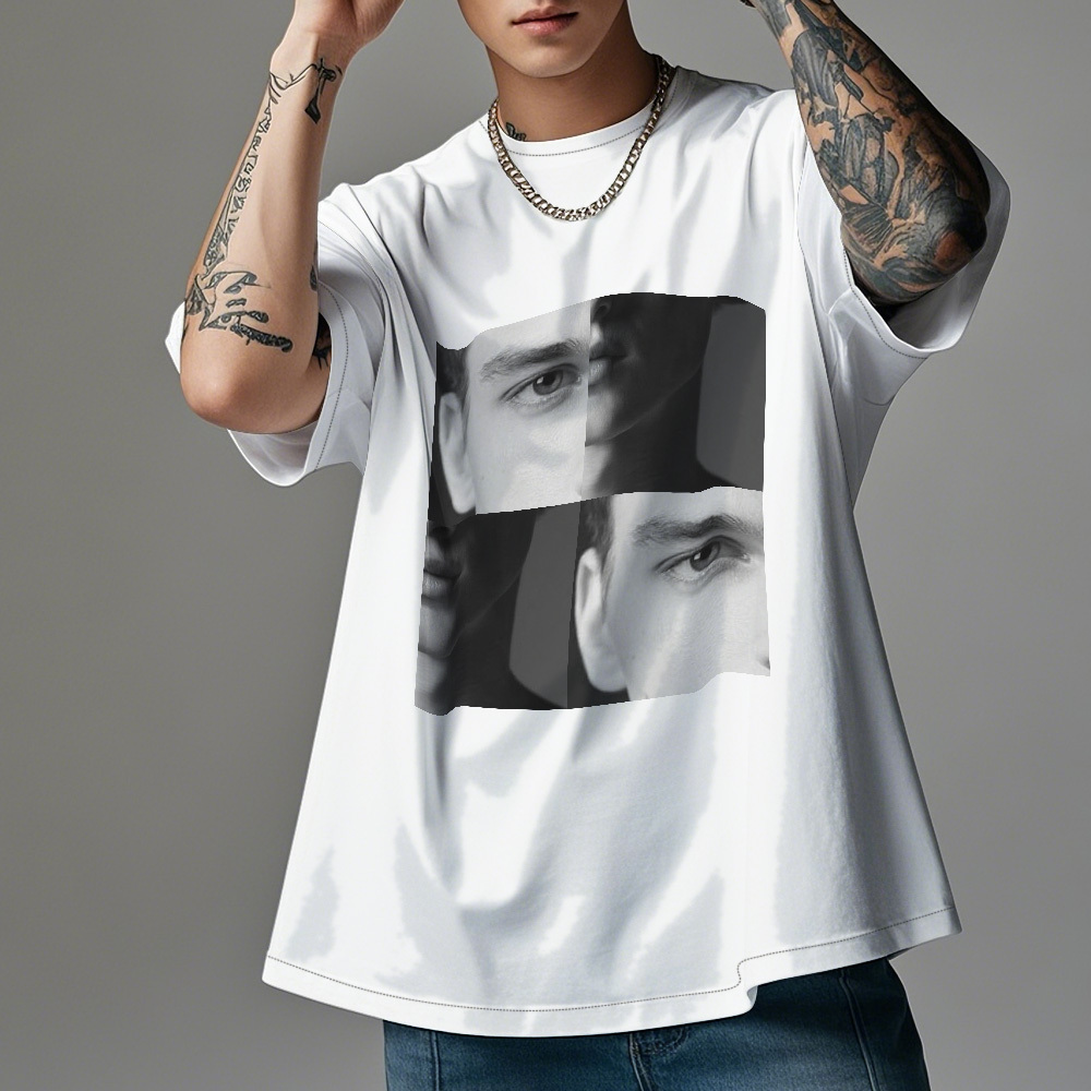 彼と彼女のためのユニークなデザインのカスタムフェイスフォトコットンtシャツ - FaceBoxer