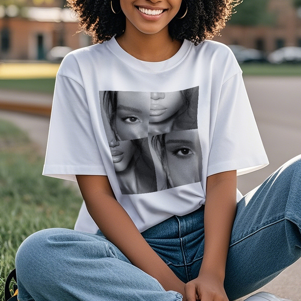 彼と彼女のためのユニークなデザインのカスタムフェイスフォトコットンtシャツ - FaceBoxer