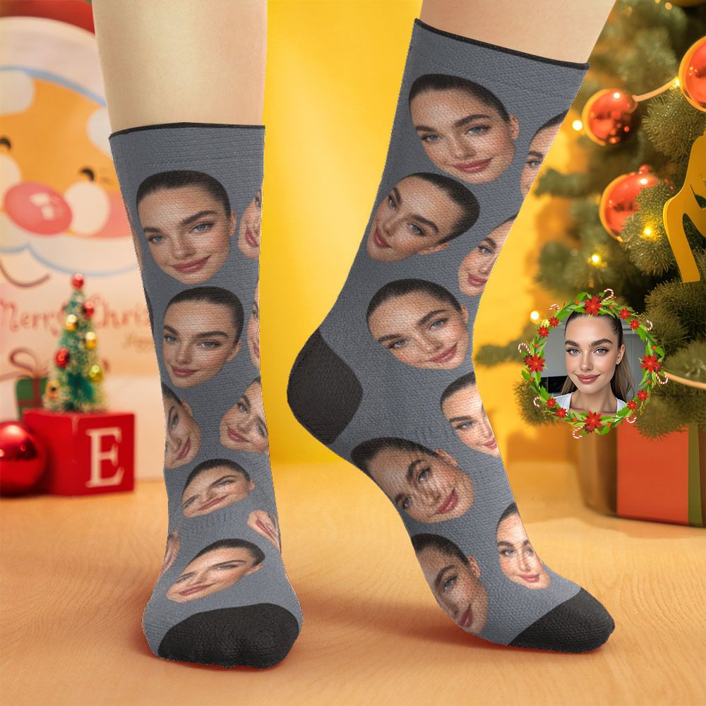 カスタムビッグフェイスソックスパーソナライズされた写真ソックスクリスマスギフト - FaceBoxer