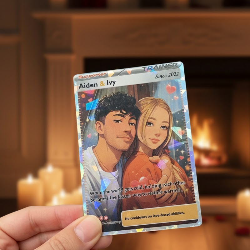 パーソナライズされたカップルアニメサポータートレーナーカードポケモンカード - FaceBoxer