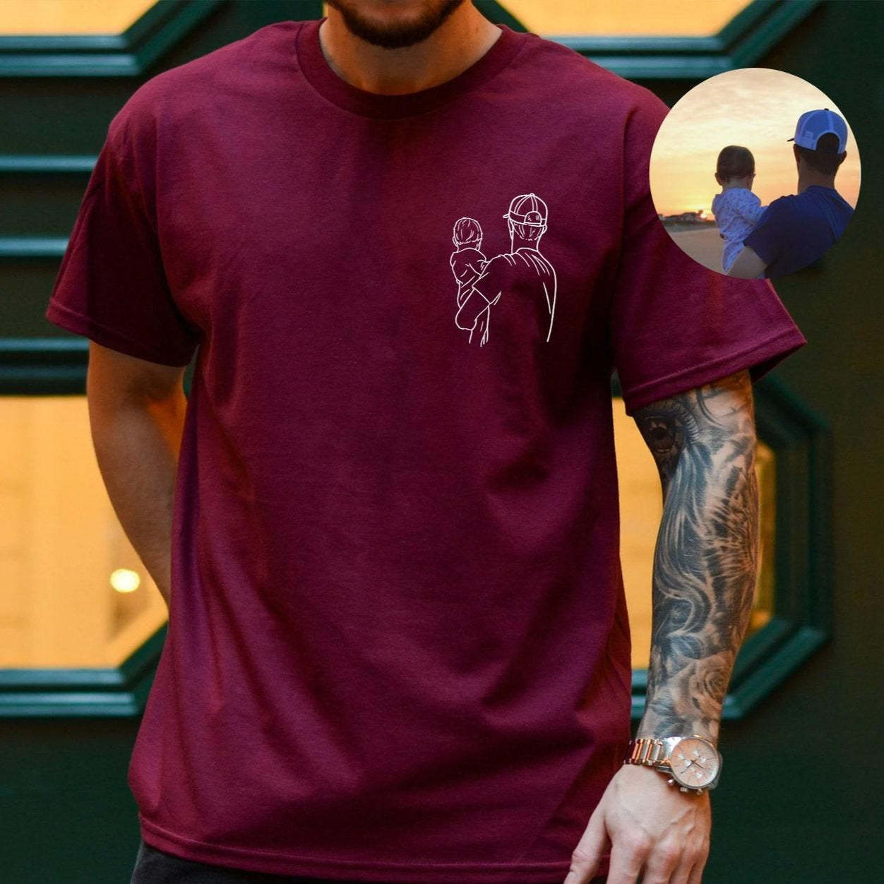 お父さんへのカスタムシャツ,パーソナライズされた写真入りtシャツ,パーソナライズされたtシャツ,お父さんのポートレートシャツ,夫への贈り物,父の日ギフト - FaceBoxer