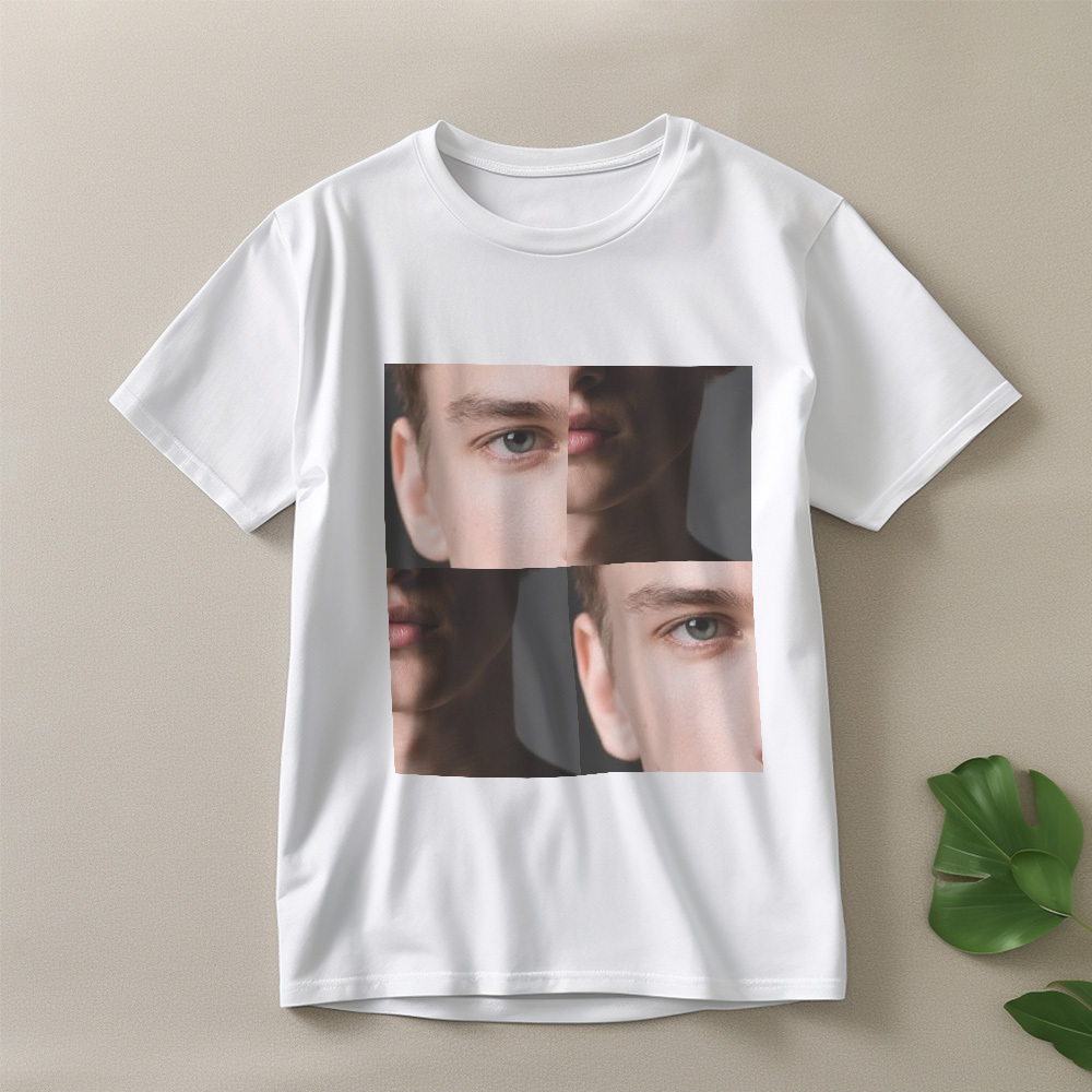 彼と彼女のためのユニークなデザインのカスタムフェイスフォトコットンtシャツ - FaceBoxer