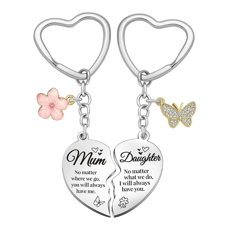 Gifts for Mum & Daughter - Heart Matching Keyring Keychains - Perfect for Mum Birthday, Mother's Day, Christmas Gifts for Women