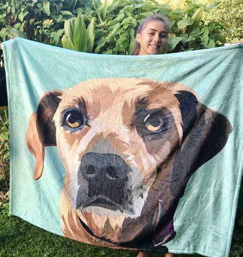 Personalised Dog Blanket Painted Art Portrait Fleece Blanket - MyFaceBoxerUK