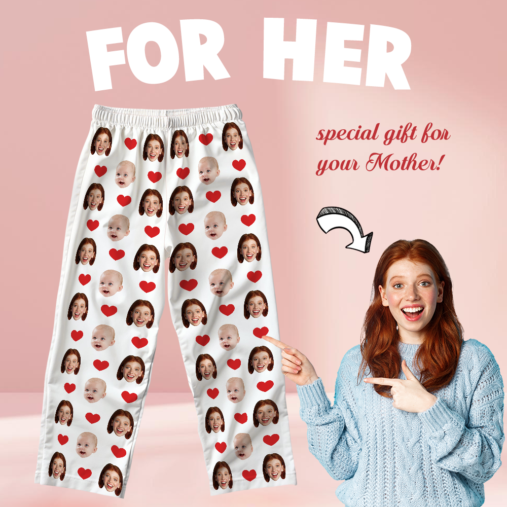 Custom Heart Pajamas With Face - MyFaceBoxerUK