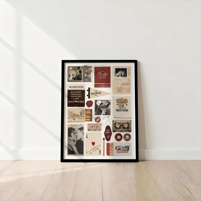 Custom Photo Matchbox Wooden Frame with Your Text Matchbook Poster Print Wall Art Anniversary Gift - MyfaceboxerUK
