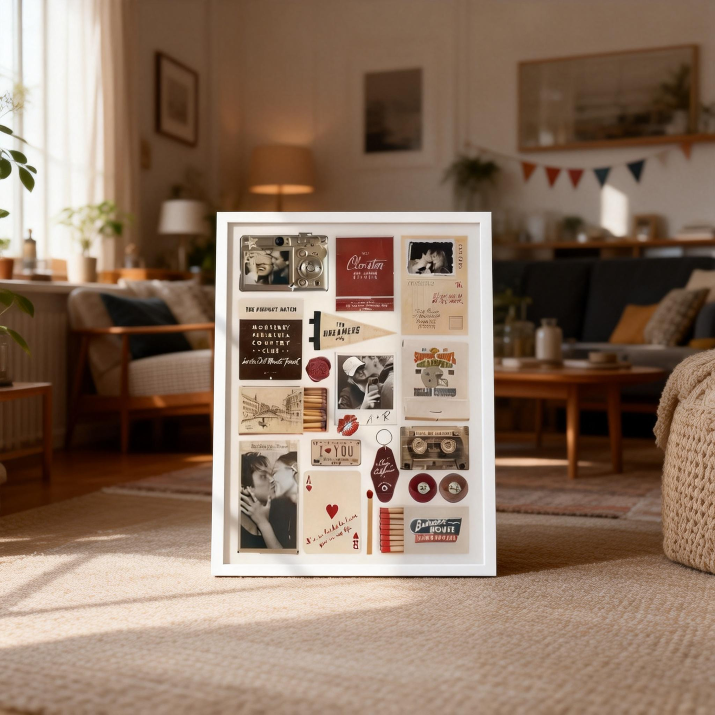 Custom Photo Matchbox Wooden Frame with Your Text Matchbook Poster Print Wall Art Anniversary Gift - MyfaceboxerUK